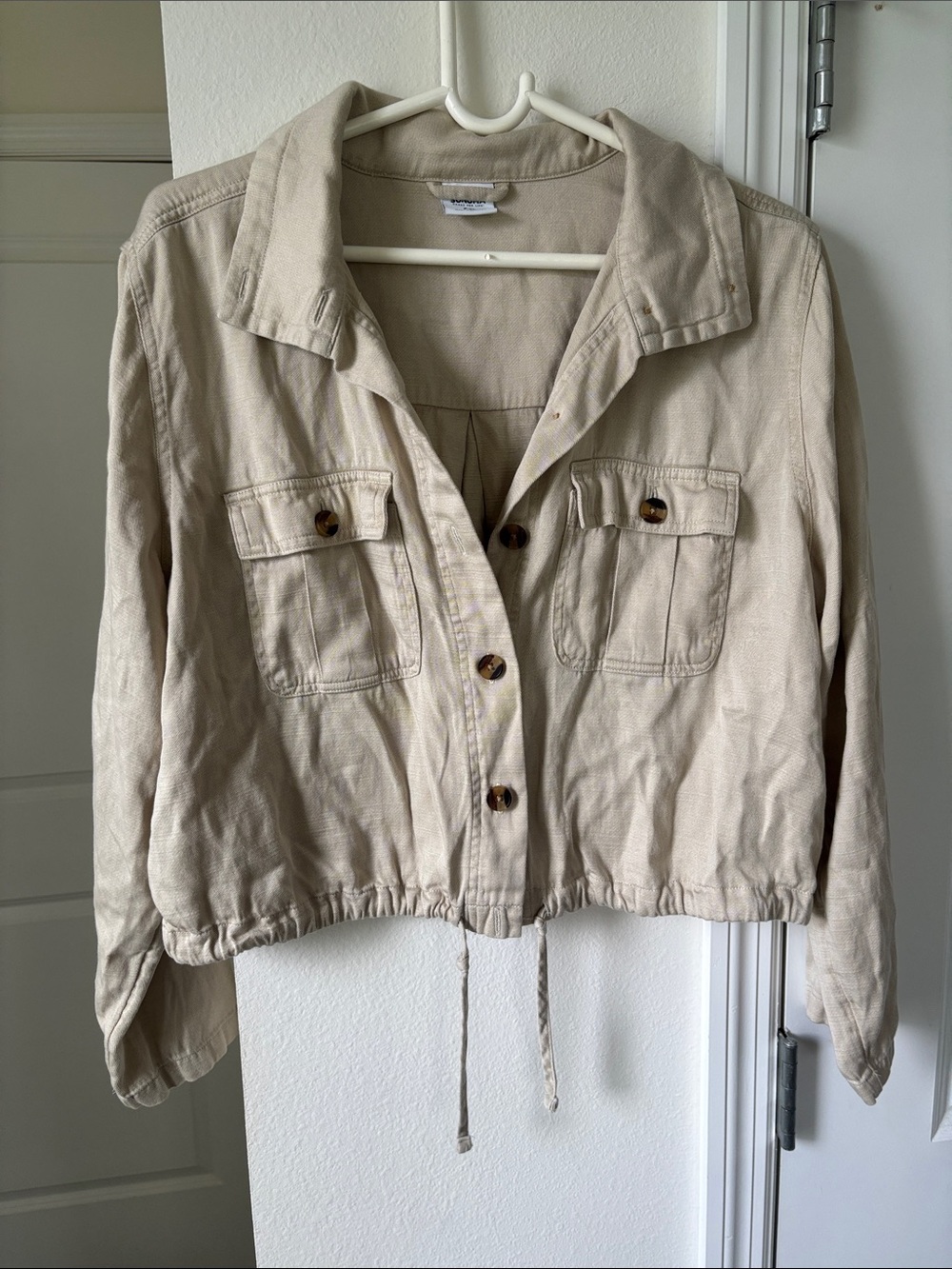 Sonoma Beige Utility Drawstring Hem Jacket